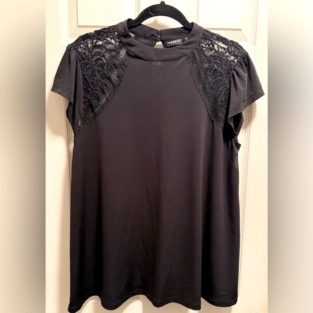 Torrid Black Lace Accent Blouse